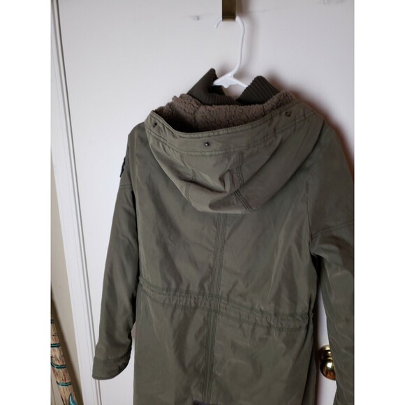Abercrombie & Fitch 3-in-1 Olive Utility Parka Jacket Sherpa Lined Fur Hood Coat - Picture 10 of 12